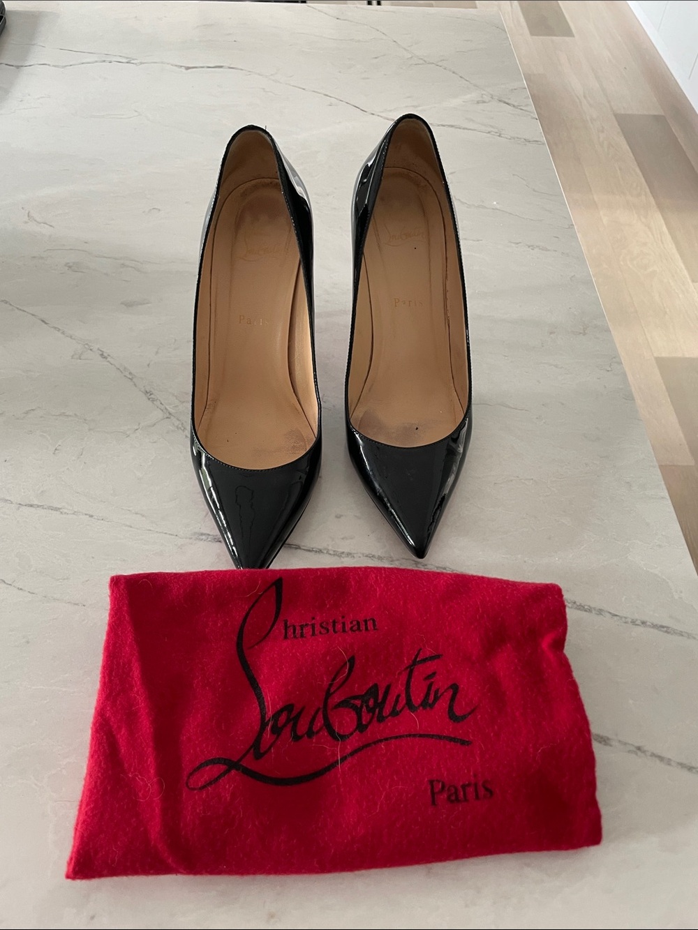Christian Louboutin So Kate 100mm Black Patent Pointed Heels with Red Dust Bag